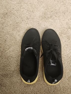 Men's Black Knit Athletic Sneakers with Yellow Sole